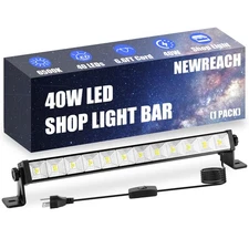 40W LED Shop Lights, 4800LM 6500K Shop Light Bar with 6.6Ft Cord/Plug/Switch, Da