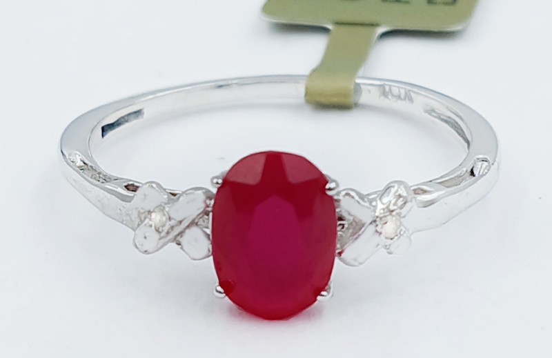 GENUINE 1.28 Cts RUBY & DIAMONDS RING 10K SOLID WHITE GOLD -Free Appraisal - NWT
