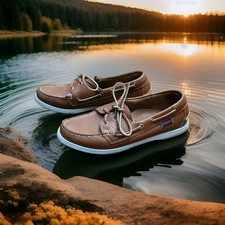 Vtg Sebago Women's Docksides Sz 8 Boat Shoe Made In USA Brown White Sole