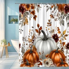 Autumn Floral Pumpkin Shower Curtain