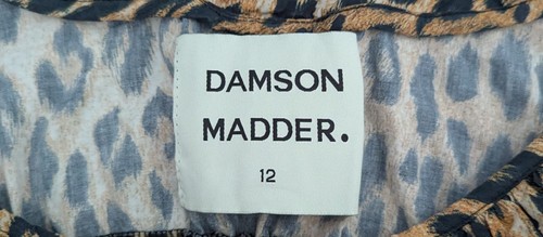 Damson Madder Bianca Ruffle Blouse Womens Size 12 Leopard Print Short Sleeve Top - Picture 3 of 9