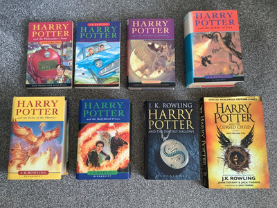 Harry Potter Complete Set 8 Books inc Cursed Child - 6 HB/DJ & 2PBs in Good Cond