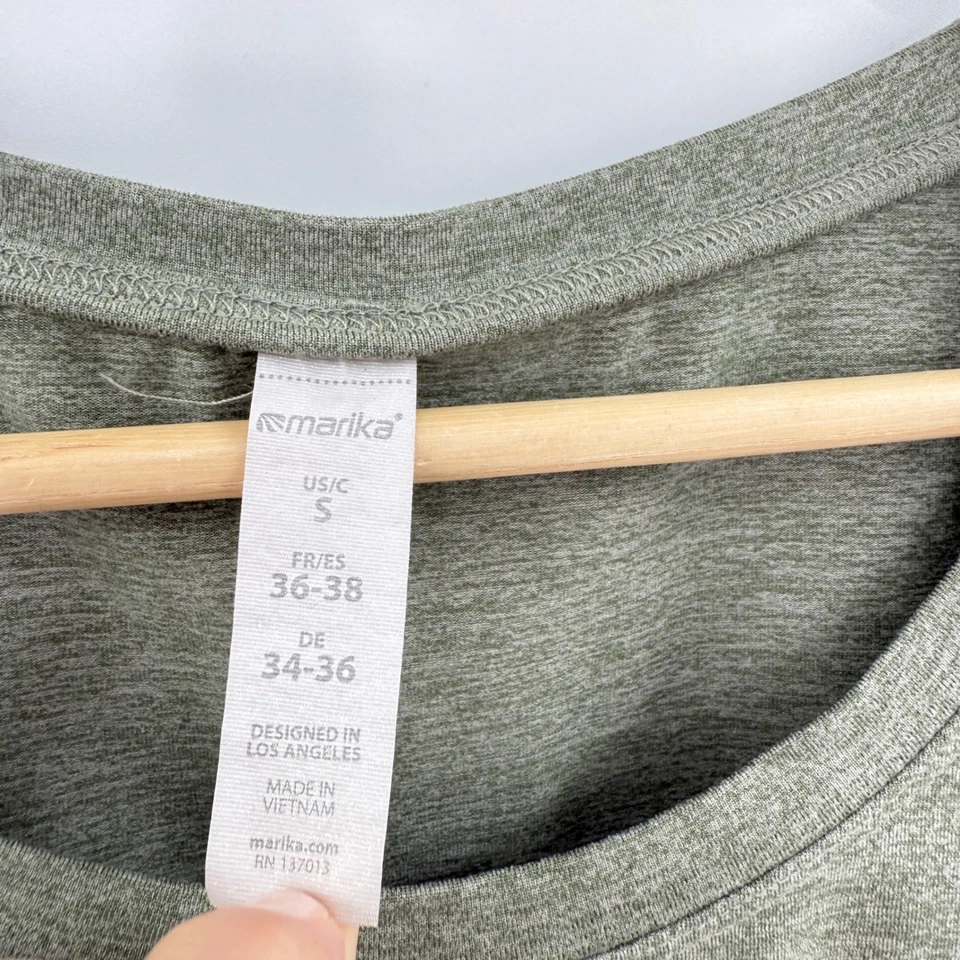 Marika Olive Green Heathered Short Sleeve T-Shirt Activewear Top Sz Sm Soft - Image 3 of 4