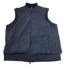 Pendleton Vest Mens M Shetland Wool Full Zip Fleece Lined Pockets Blue