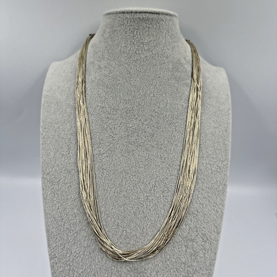 #ad Vtg Liquid Sterling Silver Necklace Rising Sun Stamped 30 Strand 33.5g Southwest $135.00