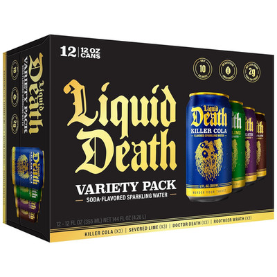 Liquid Death Grave Fruit Soda Sparkling Water, Grapefruit, 19.2oz Cans, 8ct