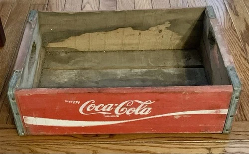 VTG Coca Cola Red Wooden Crate Mid Century 18 1/2” X 12 1/4” X 5 1/2”