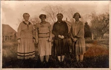 Postcard Real Photo RPPC Older Women inn Dresses Standing in Field Unposted