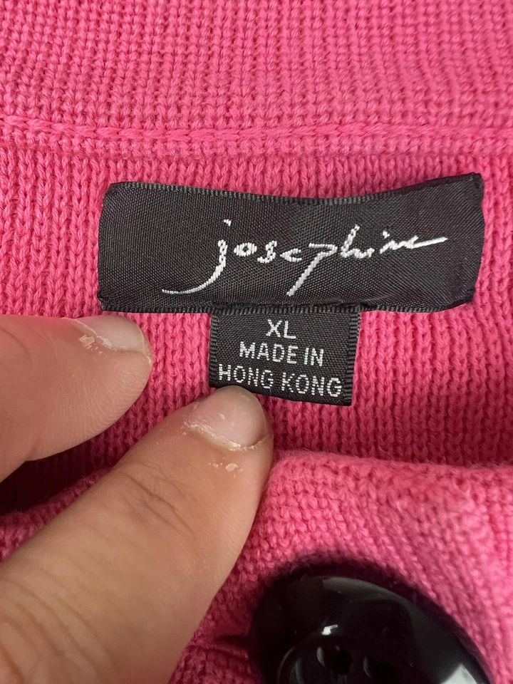 Josephine Suéter Mujer XL Rosa Botón Frontal Algodón Manga 3/4 Cárdigan Recortado Foto 4 de 4