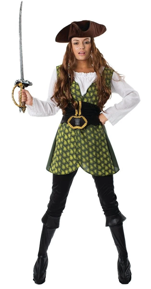 green pirate dress Sexy Womans Halloween Costume Pirate Ren-Fair Costume Set- Green main image 0