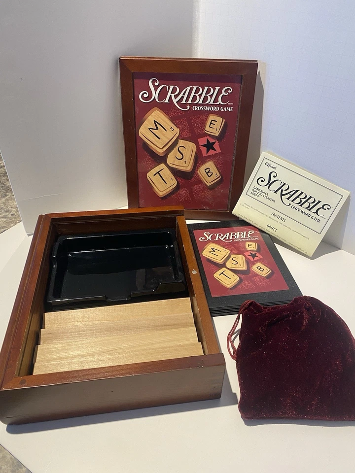 Hasbro Parker Brothers Vintage Game Collection Wooden Book Box Scrabble Complete - Image 3 of 4