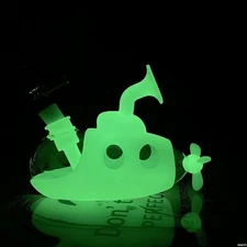 5'' Glow in the Dark Water Pipe Bong Silicone & Glass Hookah Submarine Pipes