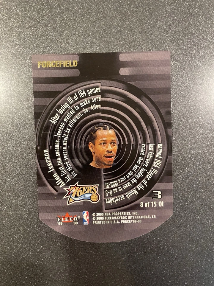1999-00 Fleer Force Operación Invasión Allen Iverson #8OI Forcefield. 76ers RARO Foto 2 de 2