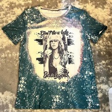 Stevie Nicks Teal, Ivory, Brown "Don't Be a Lady Be a Legend" Small NEW 