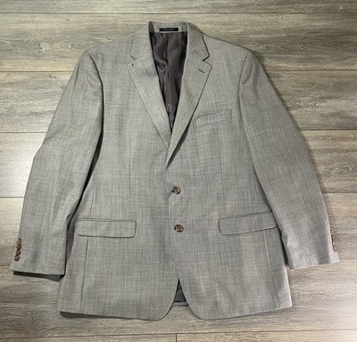 Lauren Ralph Lauren Blazer Jacket Mens 46L Gray Solid 100% Wool Two Buttons