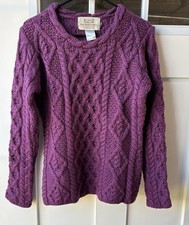 Aran Sweater Market Woman/Teen Cable Knit 100 Virgin Wool Medium Ireland READ