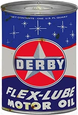 ArtFuzz Derby Motor Oil Can Reproduction Gas Station Metal Sign 12x18