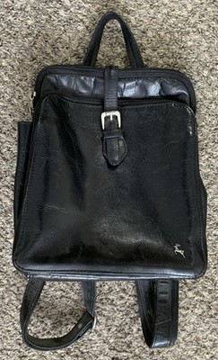 Small Ashwood genuine leather backpack purse in black