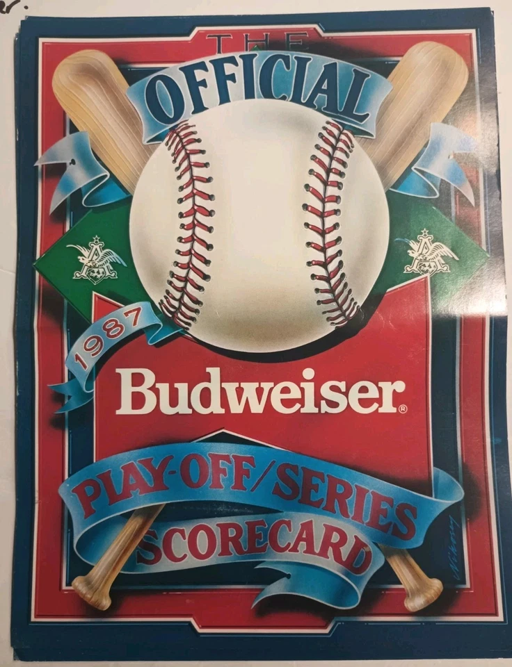  1987 Official Play Off Series Scorecard Budweiser Mickey Mantle Quiz Inside - Image 2 of 4