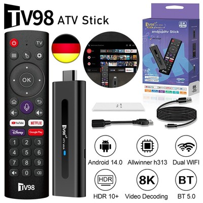 Media Player Fire TV Stick 8K HD Android 14.0 Dual WiFi Bluetooth Voice Remote