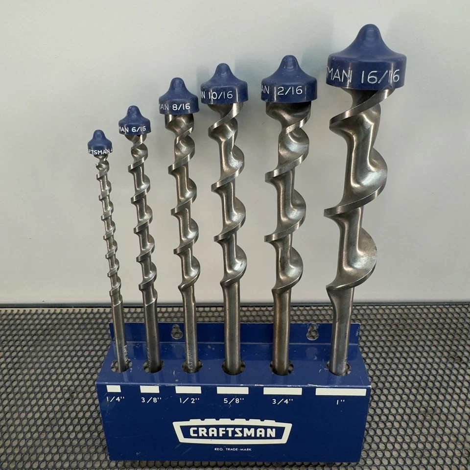 Juego de brocas de barrena vintage Craftsman 7 piezas con brocas para taladrar madera EE. UU. 1/4–1" Foto 2 de 4