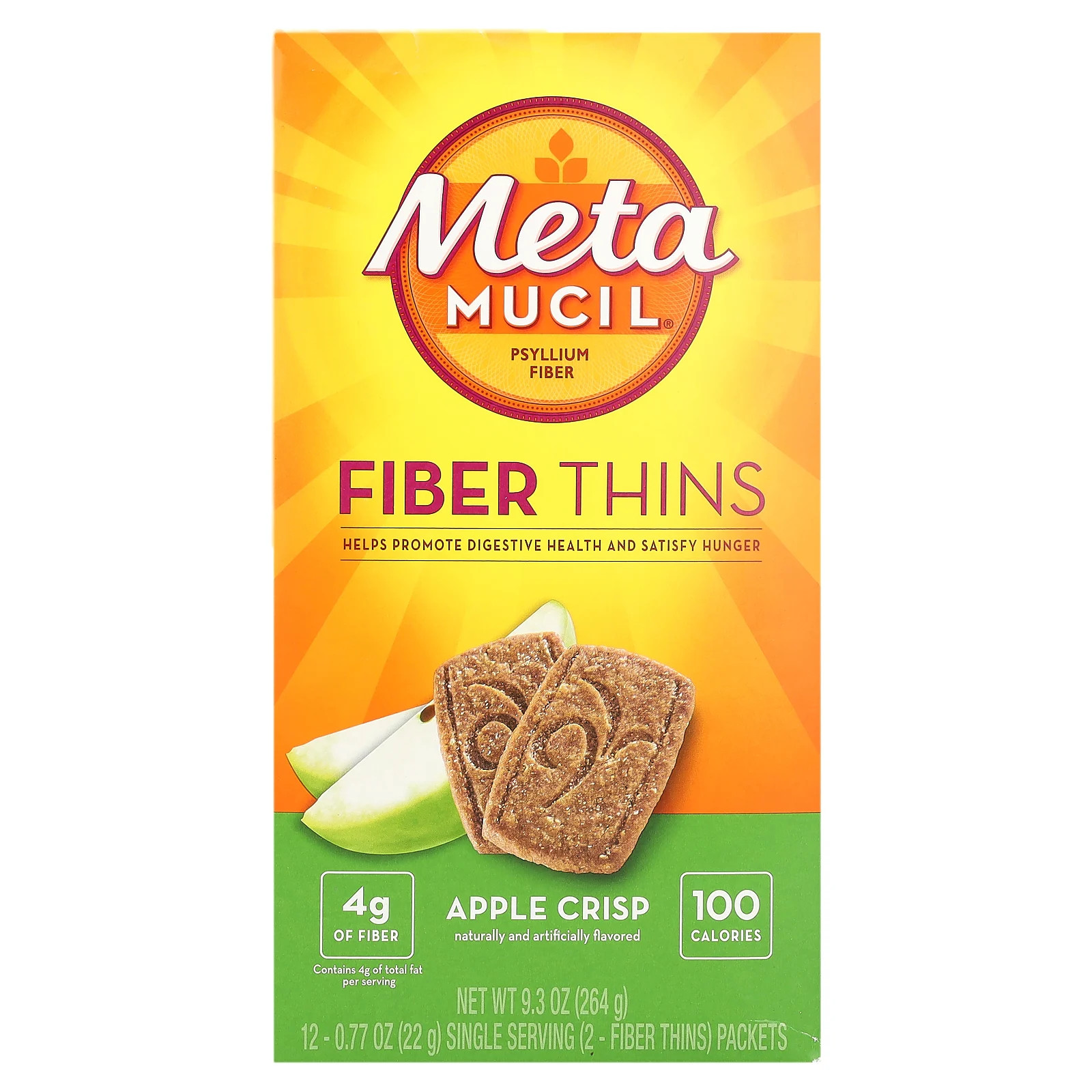 Fiber Thins, Apple Crisp, 12 Packets, 0.77 oz (22 g) Each