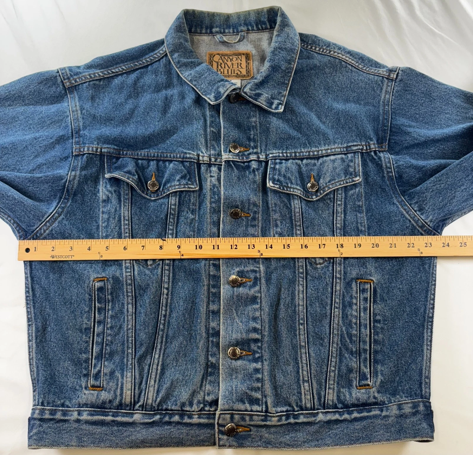 Vintage 90s Sears Canyon River Blues Denim Jacket Mens Sz Medium 100% Cotton image 14