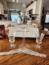 Absinthe Set - Glass Fountain Dripper with 2 Spouts 2 Spoons and 2 Glasses