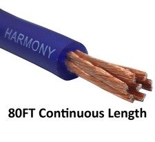 Harmony Audio 4 Gauge 4GA Car Stereo Matte Blue Power Cable Amp Wire - 80 FT