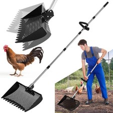 11.8 Inch 2-in-1 Large Chicken Poop Scooper  Rake with Adjustable Shovel Hea...