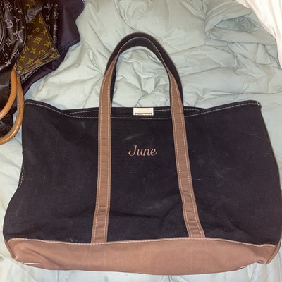 Vintage LL Bean Boat And Tote Canvas Bag XL Black & Brown