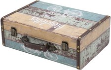 HMF Schatztruhe Vintage Koffer aus Holz Fahrrad Dekokoffer Holzkoffer Holzkiste