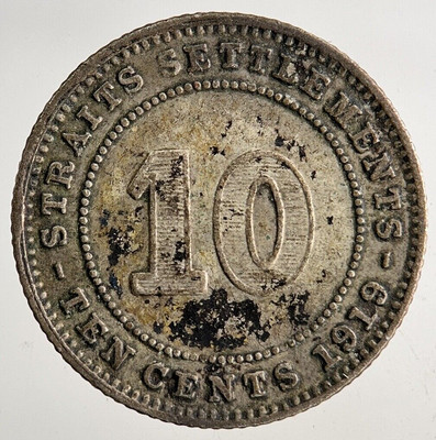 Silbermünze Straits Settlements 10 Cents 1919 | Sammlerqualität