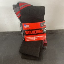 Wolverine Ultra Dri Moisture Wicking Socks 1 Pr Black L Shoe Size 9-13 Open Pkg