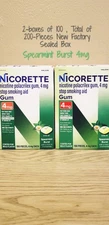 Nicorette Nicotine Polacrilex gum 4mg Stop Smoking  200-Pieces New Factory Seal 