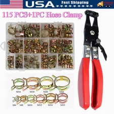 115X Hose Spring Clamps 6-22mm Fastener Fuel Water Line Pipe Air Tube Clips Kit