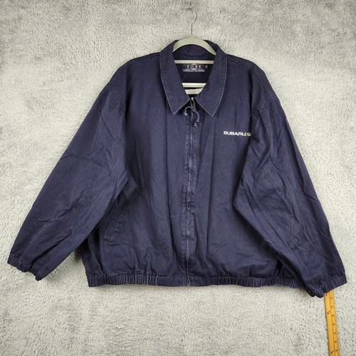 Vintage Subaru Yokohama Jacket Mens XL Blue Denim Full Zip Auto Racing Workwear - product listing photo