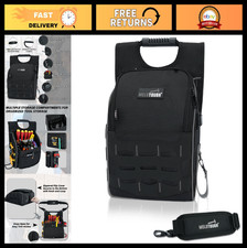Electrician Tool Pouch with Shoulder Strap, Zippered Flip Cover Multiple Pocke