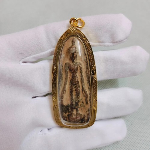 Phra Buddha Open World Gold Micron Pendant Talisman Ancient Thai Amulet
