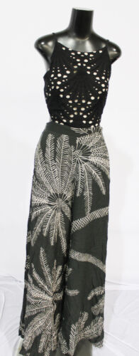 Moutaki Women's Sleeveless Multi-Print Tie Back Jumpsuit CL8 Black Size UK:M/L