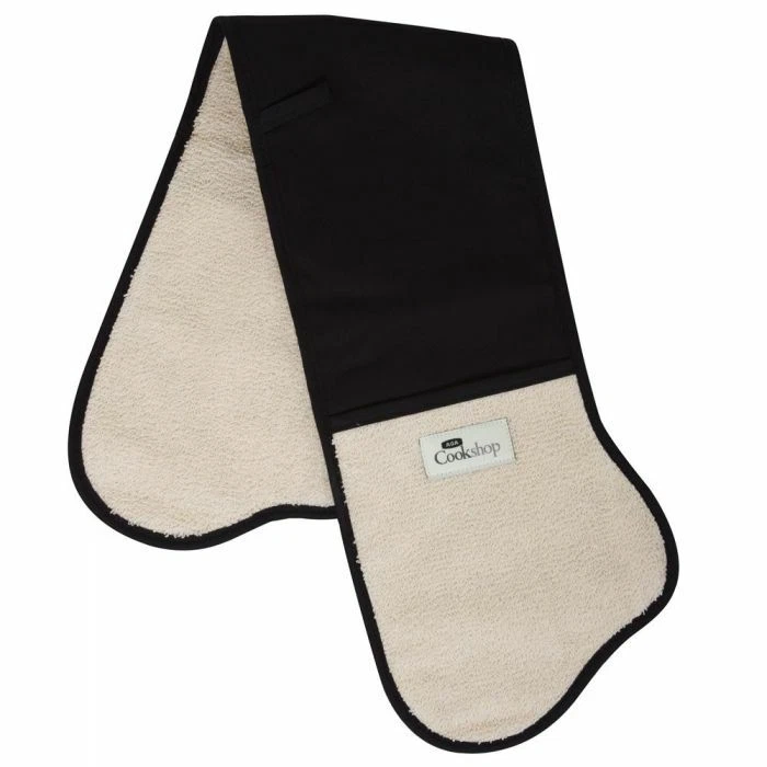 AGA Cooks Collection Black & Cream Double Oven Glove
