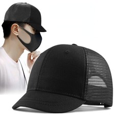 Men Women Short Brim Baseball Cap Mesh Breathable Trucker Hat Adjustable Comfy