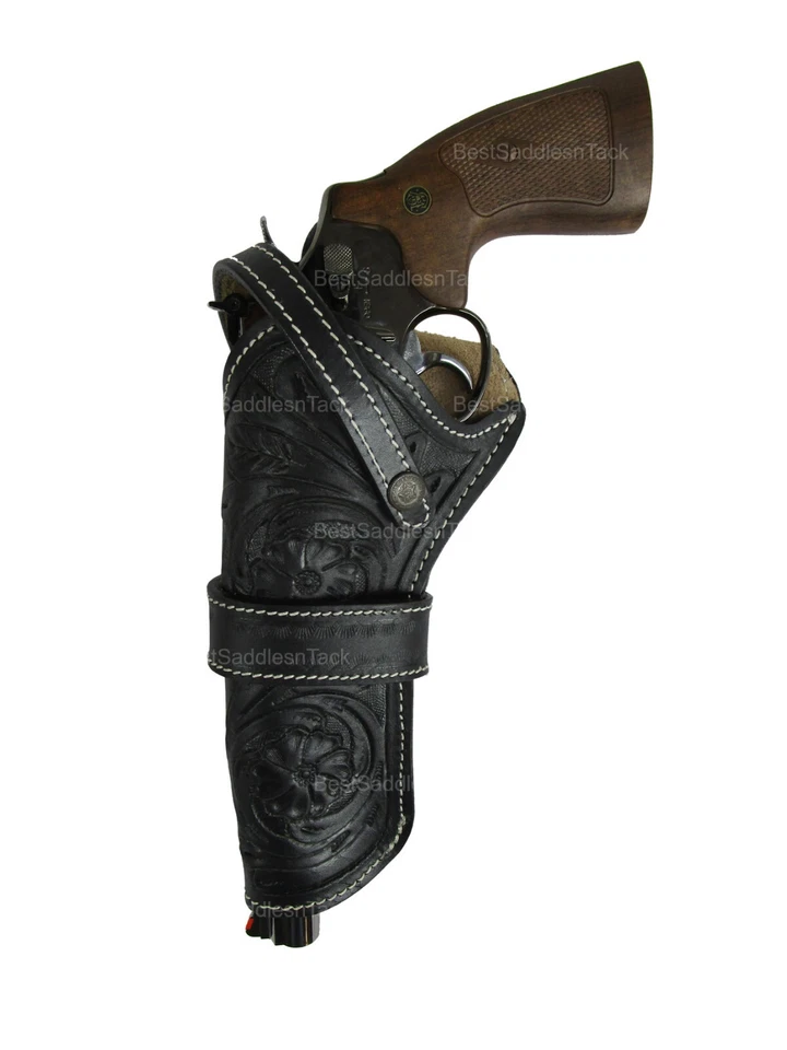 LEATHER GUN HOLSTER REVOLVER SINGLE ACTION WESTERN SIX SHOOTER FLORAL TOOLED - Image 3 of 4