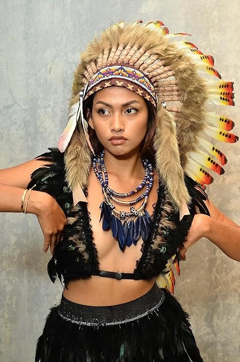 Native American Indian Headdress Large Feather Headdress for Native - Image 3 of 4