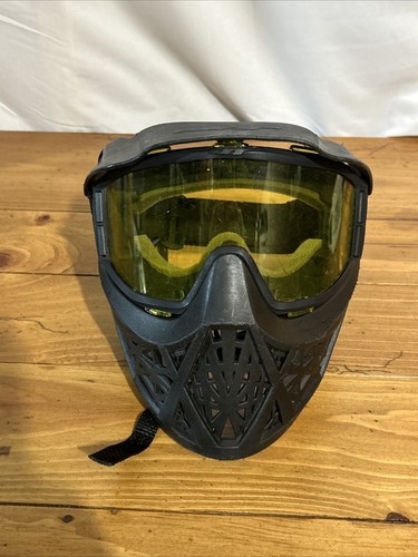 JT Paintball Mask Black With Gold  Shield Goggles Grill Helmet - Picture 1 of 6