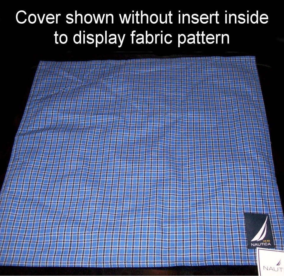 Nautica TATTERSALL THROW PILLOW Blue Navy White Plaid Check Cotton Bed Couch NEW - Изображение 2 из 2