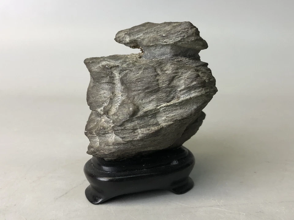 Y7742 OKIMONO Suiseki viewing stone wooden stand Japan antique decor interior - Image 2 of 4