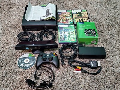 Microsoft Xbox 360 S with Kinect 250GB Glossy Black Console with games