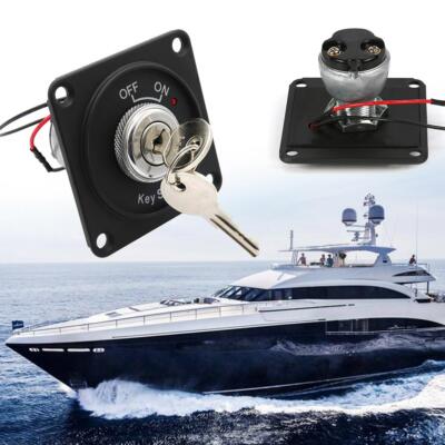 2 Position Key Switch DC 12V 10A Ignition Switch with Panel+Keys for Marine Boat
