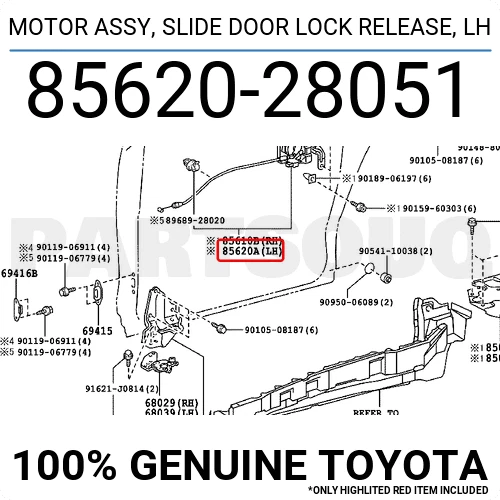 8562028051 Genuine Toyota MOTOR ASSY, SLIDE DOOR LOCK RELEASE, LH 
